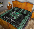 Ohaprints-Quilt-Bed-Set-Pillowcase-Dragonfly-Green-Rose-Flower-Floral-Boho-Pattern-Custom-Personalized-Name-Blanket-Bedspread-Bedding-1382-Queen (80'' x 90'')