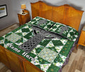 Ohaprints-Quilt-Bed-Set-Pillowcase-Irish-Celtic-Knot-Shamrock-Green-&-White-Patchwork-Custom-Personalized-Name-Blanket-Bedspread-Bedding-1088-Queen (80'' x 90'')