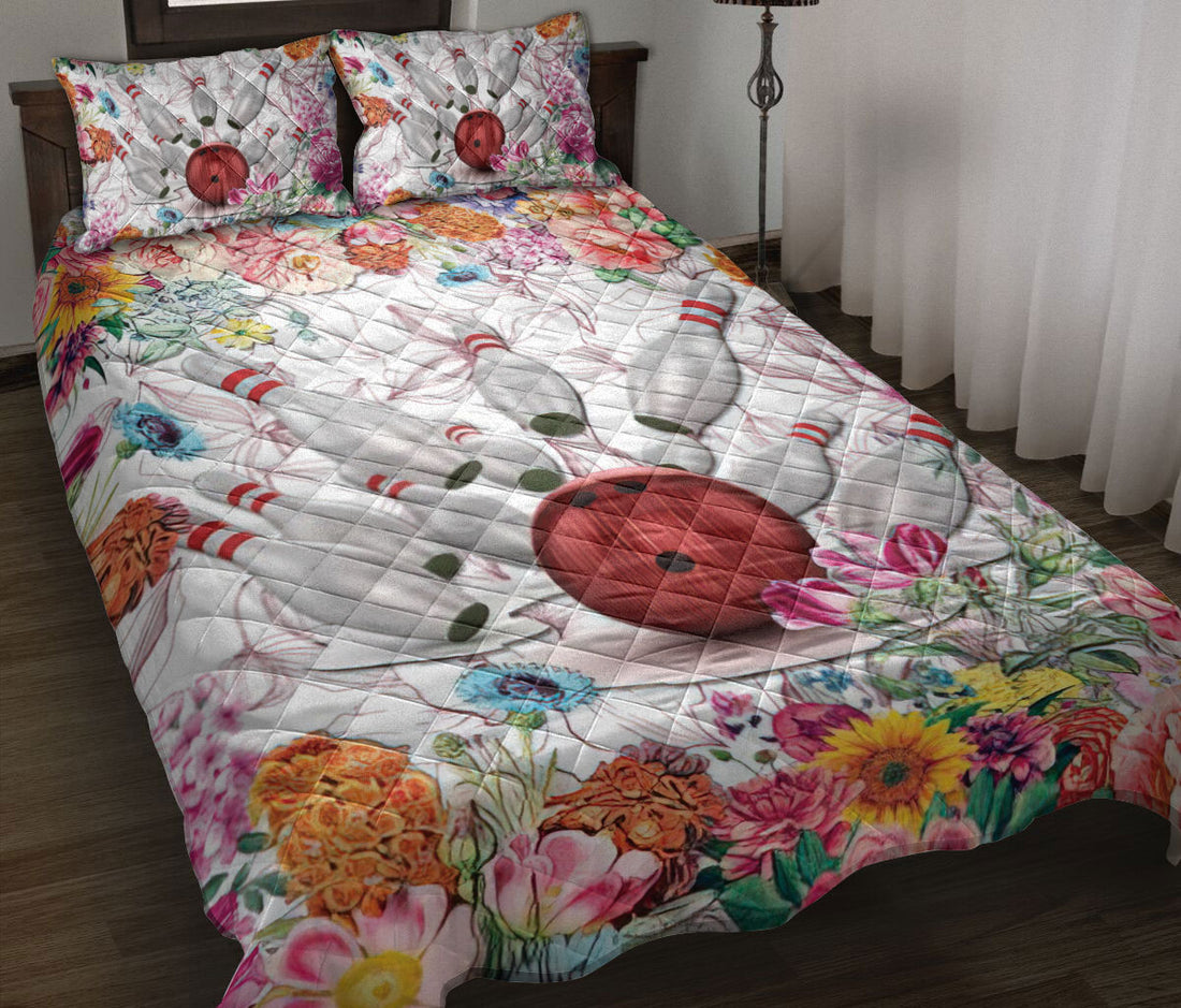 Ohaprints-Quilt-Bed-Set-Pillowcase-Bowling-Flower-Floral-Pattern-Unique-Gift-For-Sport-Lover-Blanket-Bedspread-Bedding-1474-Throw (55'' x 60'')