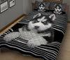 Ohaprints-Quilt-Bed-Set-Pillowcase-Husky-Black-And-White-Stripe-Pattern-Unique-Gift-For-Dog-Puppy-Pet-Lover-Blanket-Bedspread-Bedding-2654-King (90&#39;&#39; x 100&#39;&#39;)