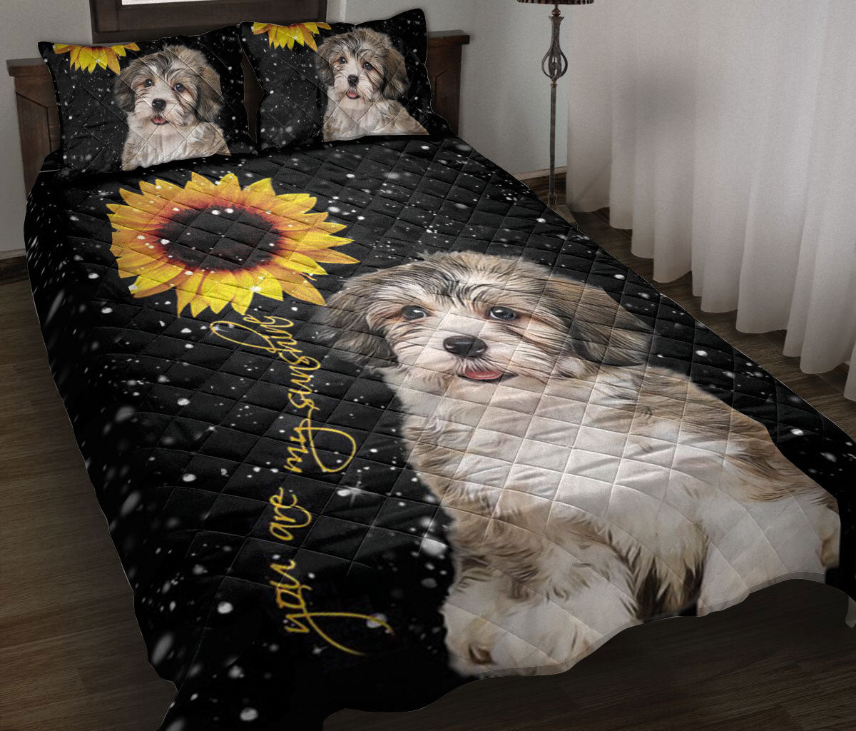 Ohaprints-Quilt-Bed-Set-Pillowcase-Havanese-Sunflower-You-Are-My-Sunshine-Floral-Unique-Gift-For-Dog-Lover-Blanket-Bedspread-Bedding-897-Throw (55'' x 60'')