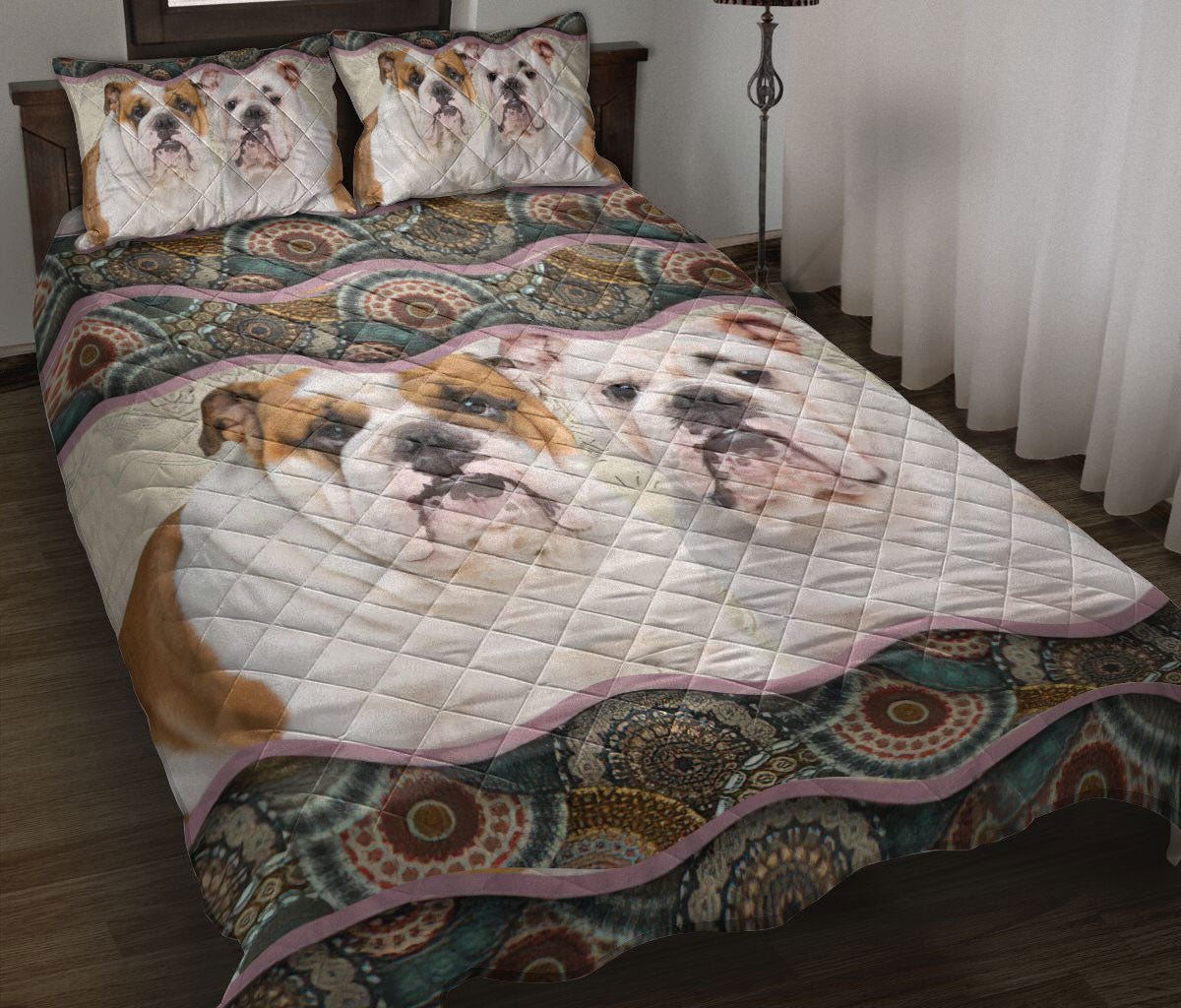 Ohaprints-Quilt-Bed-Set-Pillowcase-English-Bulldog-Mandala-Boho-Pattern-Unique-Gift-For-Dog-Puppy-Pet-Lover-Blanket-Bedspread-Bedding-1477-Throw (55'' x 60'')