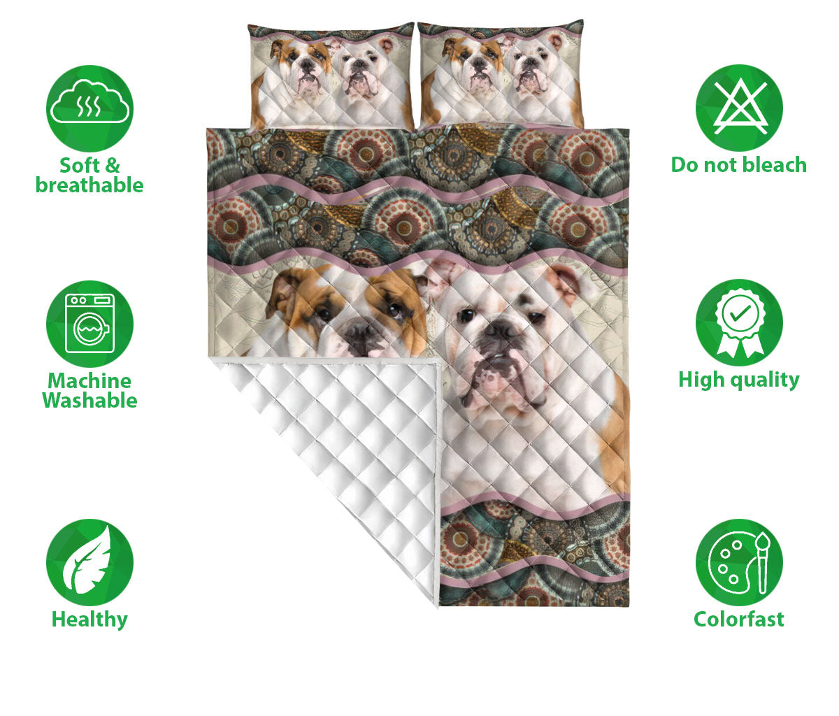 Ohaprints-Quilt-Bed-Set-Pillowcase-English-Bulldog-Mandala-Boho-Pattern-Unique-Gift-For-Dog-Puppy-Pet-Lover-Blanket-Bedspread-Bedding-1477-Double (70'' x 80'')