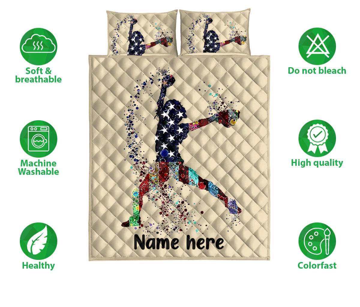 Ohaprints-Quilt-Bed-Set-Pillowcase-Softball-Pitcher-Girl-Player-Gifts-For-Sport-Lover-Custom-Personalized-Name-Blanket-Bedspread-Bedding-2875-Double (70'' x 80'')