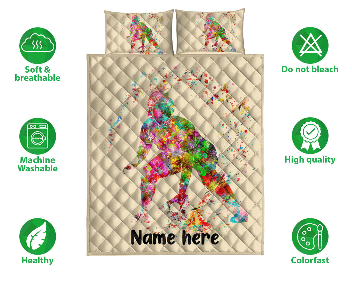 Ohaprints-Quilt-Bed-Set-Pillowcase-Softball-Catcher-Girl-Player-Gifts-For-Sport-Lover-Custom-Personalized-Name-Blanket-Bedspread-Bedding-1113-Double (70'' x 80'')
