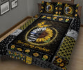 Ohaprints-Quilt-Bed-Set-Pillowcase-Police-Thin-Blue-Line-Back-The-Blue-Sunflower-Patchwork-Pattern-Blanket-Bedspread-Bedding-1297-King (90'' x 100'')