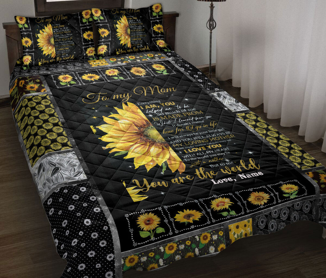 Ohaprints-Quilt-Bed-Set-Pillowcase-To-My-Mom-Sunflower-Gift-From-Daughter-Custom-Personalized-Name-Blanket-Bedspread-Bedding-2501-Throw (55'' x 60'')