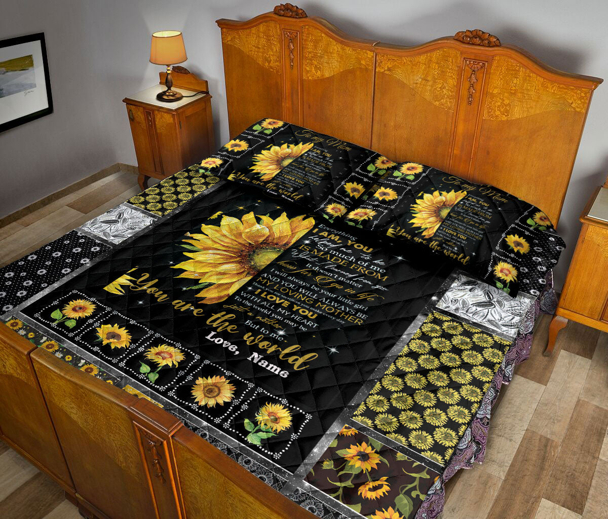 Ohaprints-Quilt-Bed-Set-Pillowcase-To-My-Mom-Sunflower-Gift-From-Daughter-Custom-Personalized-Name-Blanket-Bedspread-Bedding-2501-Queen (80'' x 90'')