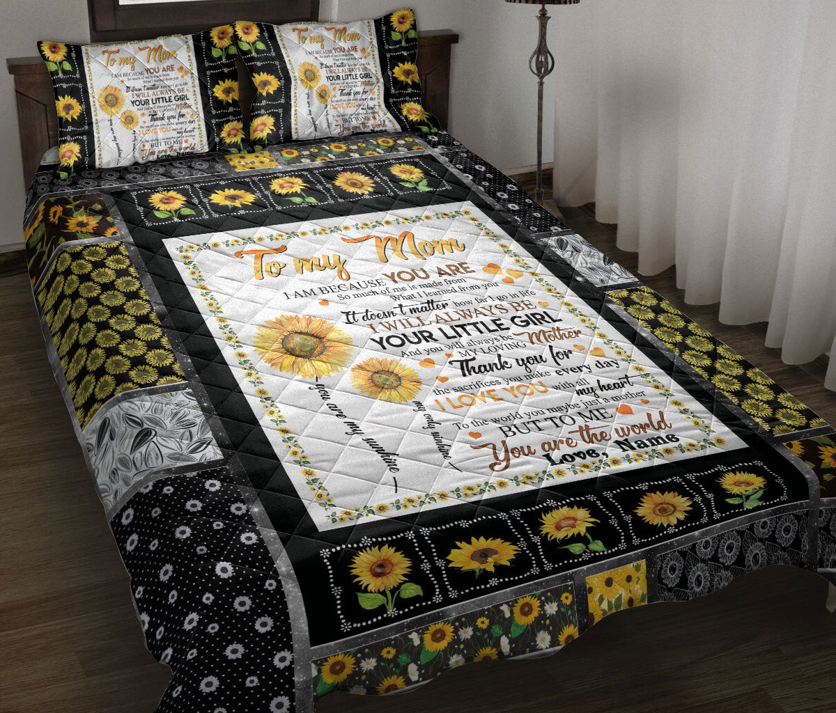 Mother Sunflower Mom You Are The World Mom Gift Quilt Blanket