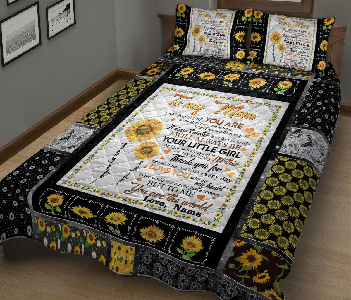 Ohaprints-Quilt-Bed-Set-Pillowcase-To-My-Mom-Gift-From-Daughter-Sunflower-Custom-Personalized-Name-Blanket-Bedspread-Bedding-789-King (90'' x 100'')