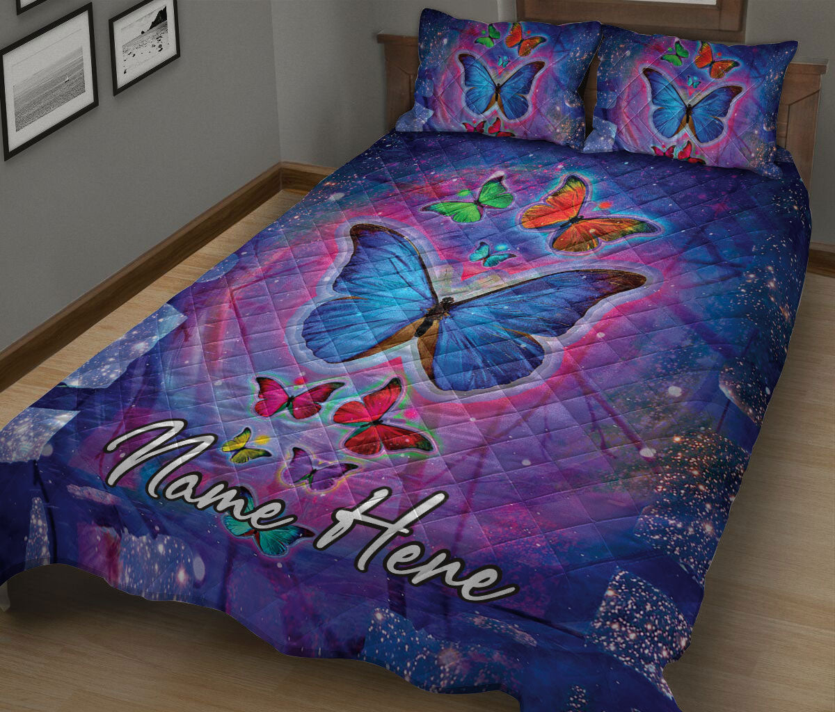 Ohaprints-Quilt-Bed-Set-Pillowcase-Beautiful-Butterfly-Floral-Pattern-Custom-Personalized-Name-Blanket-Bedspread-Bedding-2449-King (90'' x 100'')