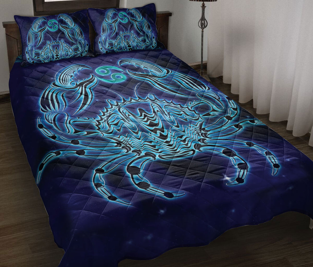 Ohaprints-Quilt-Bed-Set-Pillowcase-Cancer-Zodiac-Astrology-Astrological-Sign-Unique-Idea-Gift-Blue-&-Black-Blanket-Bedspread-Bedding-3031-Throw (55'' x 60'')