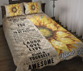 Ohaprints-Quilt-Bed-Set-Pillowcase-Today-Is-A-Good-Day-Sunflower-Floral-Pattern-Beige-Custom-Personalized-Name-Blanket-Bedspread-Bedding-1975-Throw (55'' x 60'')