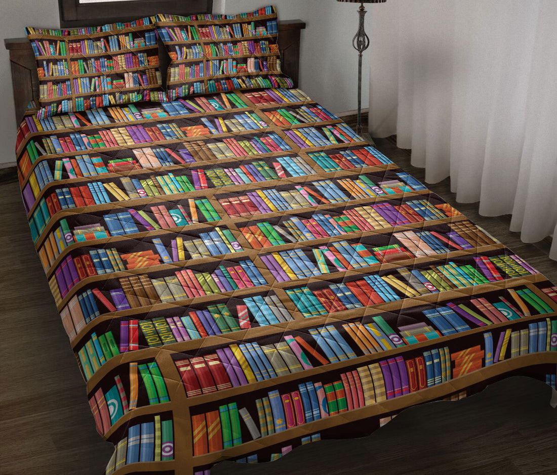 Ohaprints-Quilt-Bed-Set-Pillowcase-Bookshelf-Background-Reading-Books-Unique-Gift-For-Book-Lover-Blanket-Bedspread-Bedding-2567-Throw (55'' x 60'')