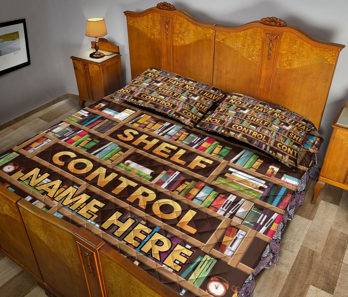 Ohaprints-Quilt-Bed-Set-Pillowcase-I-Have-No-Shelf-Control-Bookshelf-Gift-For-Book-Lover-Custom-Personalized-Name-Blanket-Bedspread-Bedding-808-Queen (80'' x 90'')