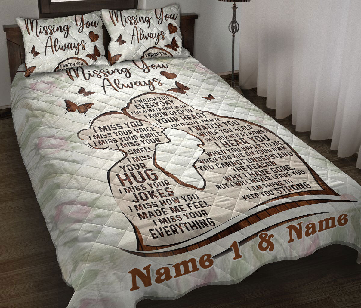 Ohaprints-Quilt-Bed-Set-Pillowcase-Missing-You-Always-Memorial-Gift-For-Couple-Floral-Custom-Personalized-Name-Blanket-Bedspread-Bedding-1388-Throw (55'' x 60'')