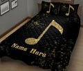 Ohaprints-Quilt-Bed-Set-Pillowcase-Golden-Music-Note-Musical-Gift-For-Music-Lover-Black-Custom-Personalized-Name-Blanket-Bedspread-Bedding-1976-King (90'' x 100'')