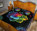 Ohaprints-Quilt-Bed-Set-Pillowcase-Sign-Language-Love-Hand-Rainbow-Boho-Floral-Mandala-Pattern-Black-Blanket-Bedspread-Bedding-2658-Queen (80'' x 90'')