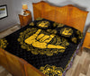 Ohaprints-Quilt-Bed-Set-Pillowcase-Sign-Language-Love-Hand-Sign-Yellow-Boho-Floral-Mandala-Pattern-Black-Blanket-Bedspread-Bedding-899-Queen (80&#39;&#39; x 90&#39;&#39;)