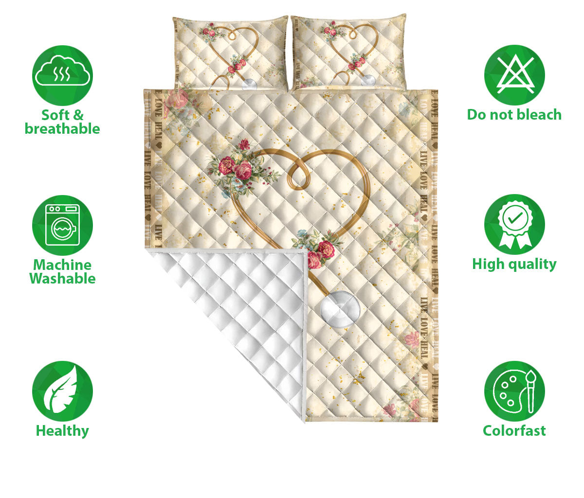 Ohaprints-Quilt-Bed-Set-Pillowcase-Nurse-Live-Love-Heal-Scrub-Life-Nursing-Vintage-Beige-Unique-Gift-For-Nurse-Blanket-Bedspread-Bedding-2064-Double (70'' x 80'')