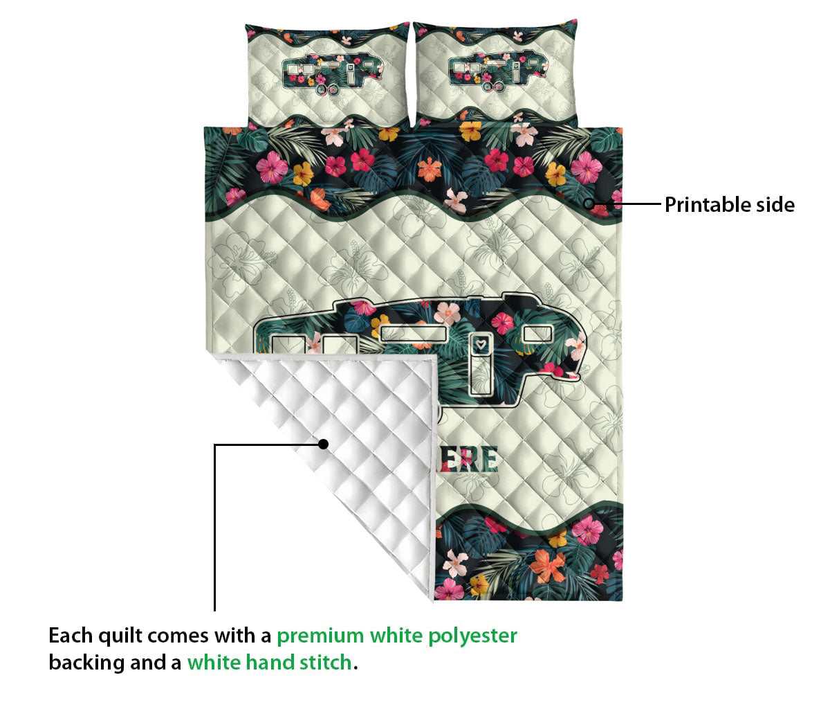 Ohaprints-Quilt-Bed-Set-Pillowcase-Camper-Travel-Trailer-Flower-Camping-Lover-Gift-Custom-Personalized-Name-Blanket-Bedspread-Bedding-2882-Queen (80'' x 90'')