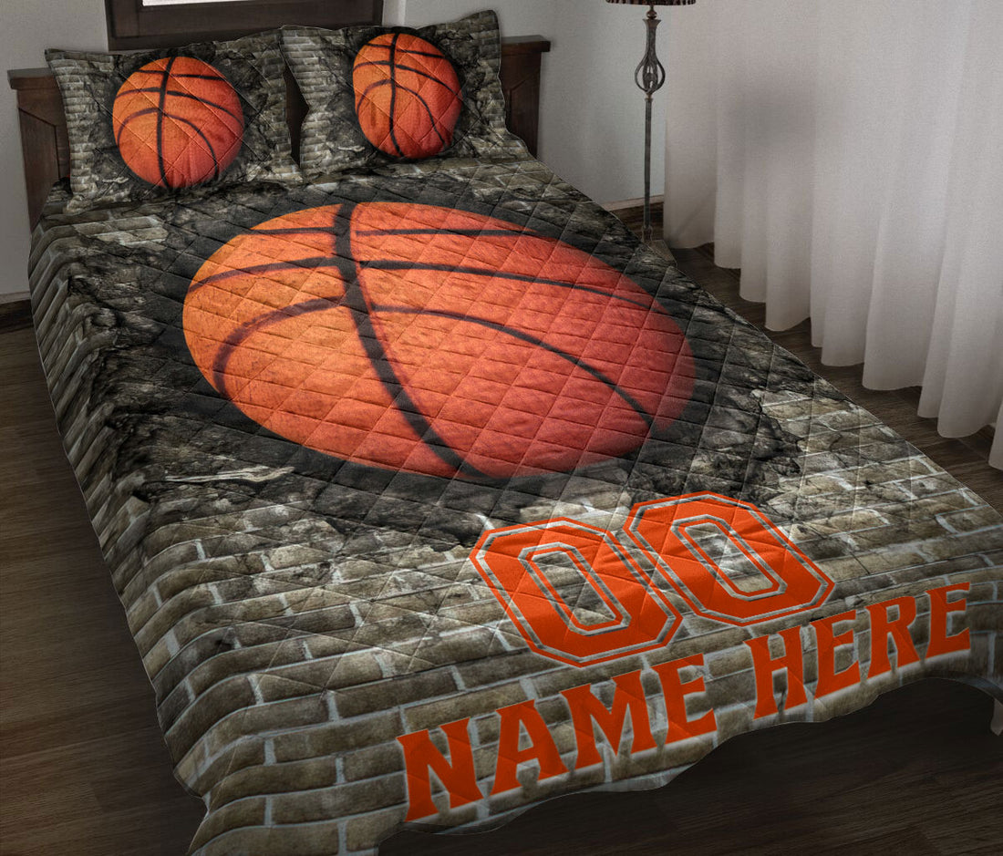 Ohaprints-Quilt-Bed-Set-Pillowcase-Basketball-Ball-Sport-Lover-Wall-Crack-Pattern-Custom-Personalized-Name-Number-Blanket-Bedspread-Bedding-1703-Throw (55'' x 60'')