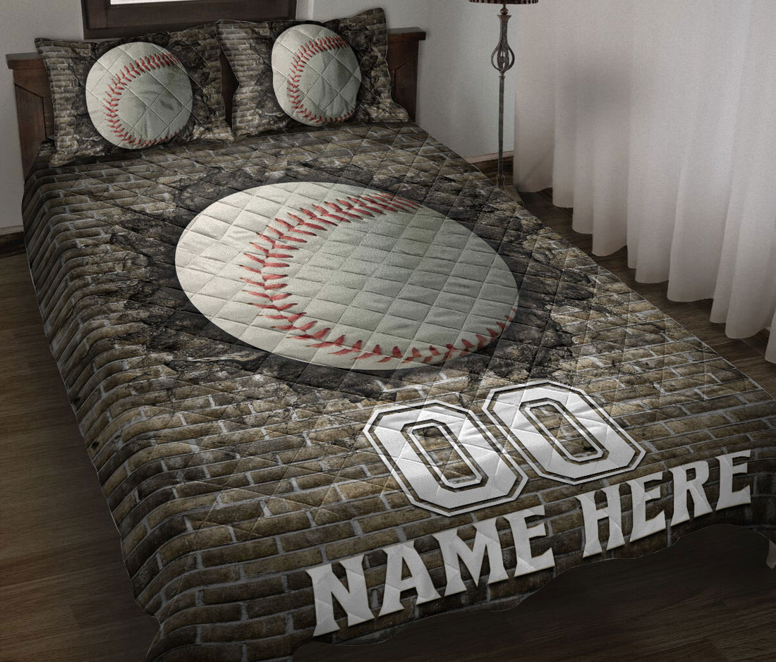 Ohaprints-Quilt-Bed-Set-Pillowcase-Baseball-Ball-Sport-Lover-Wall-Crack-Pattern-Custom-Personalized-Name-Number-Blanket-Bedspread-Bedding-2291-Throw (55'' x 60'')