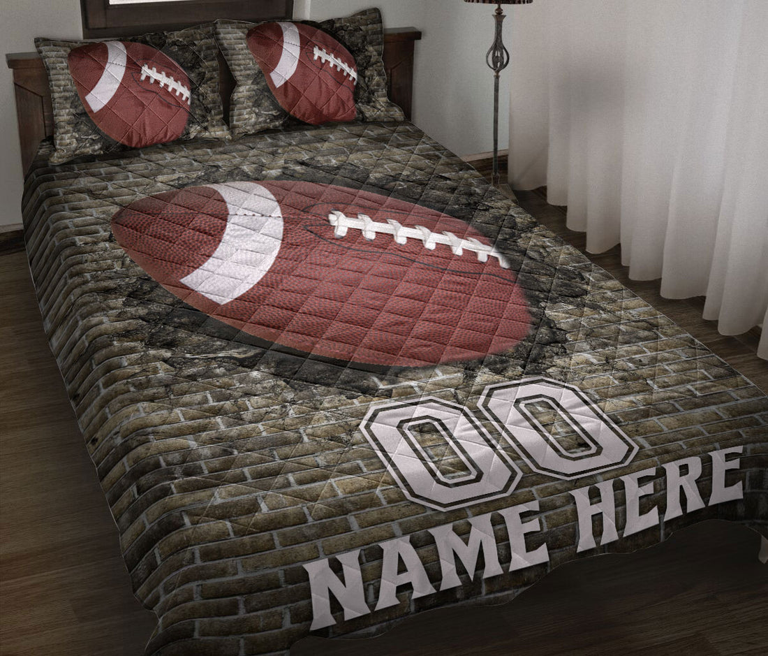 Ohaprints-Quilt-Bed-Set-Pillowcase-Football-Ball-Sport-Lover-Wall-Crack-Pattern-Custom-Personalized-Name-Number-Blanket-Bedspread-Bedding-532-Throw (55'' x 60'')