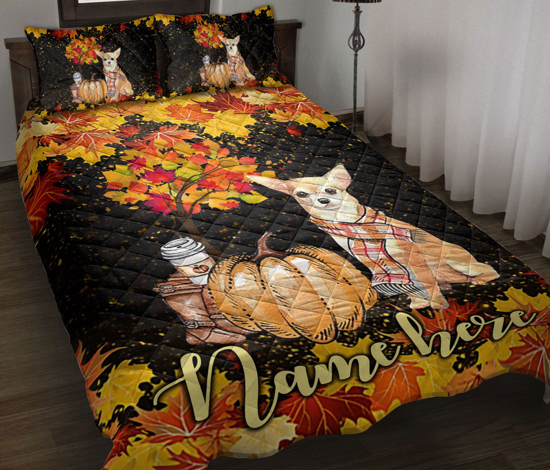 Ohaprints-Quilt-Bed-Set-Pillowcase-Chihuahua-Pumpkin-Welcome-Autumn-Happy-Fall-Y'All-Custom-Personalized-Name-Blanket-Bedspread-Bedding-1704-Throw (55'' x 60'')