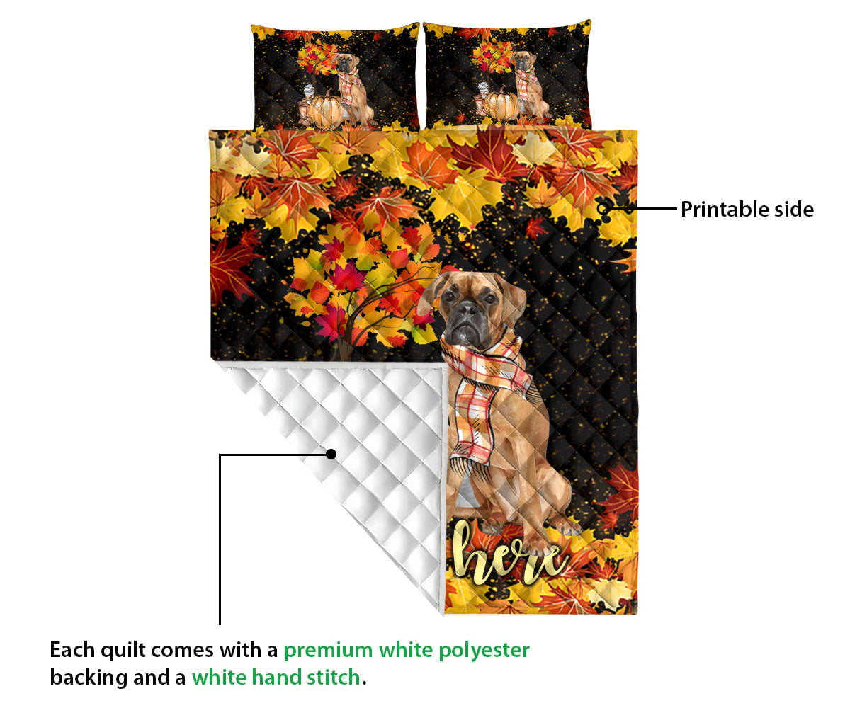 Ohaprints-Quilt-Bed-Set-Pillowcase-Boxer-Dog-Pumpkin-Welcome-Autumn-Happy-Fall-Y'All-Custom-Personalized-Name-Blanket-Bedspread-Bedding-1120-Queen (80'' x 90'')