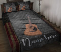 Ohaprints-Quilt-Bed-Set-Pillowcase-Classic-Dark-Brown-Guitar-American-Flag-Crack-Pattern-Custom-Personalized-Name-Blanket-Bedspread-Bedding-1706-Throw (55'' x 60'')