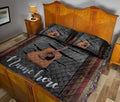 Ohaprints-Quilt-Bed-Set-Pillowcase-Classic-Dark-Brown-Guitar-American-Flag-Crack-Pattern-Custom-Personalized-Name-Blanket-Bedspread-Bedding-1706-King (90'' x 100'')