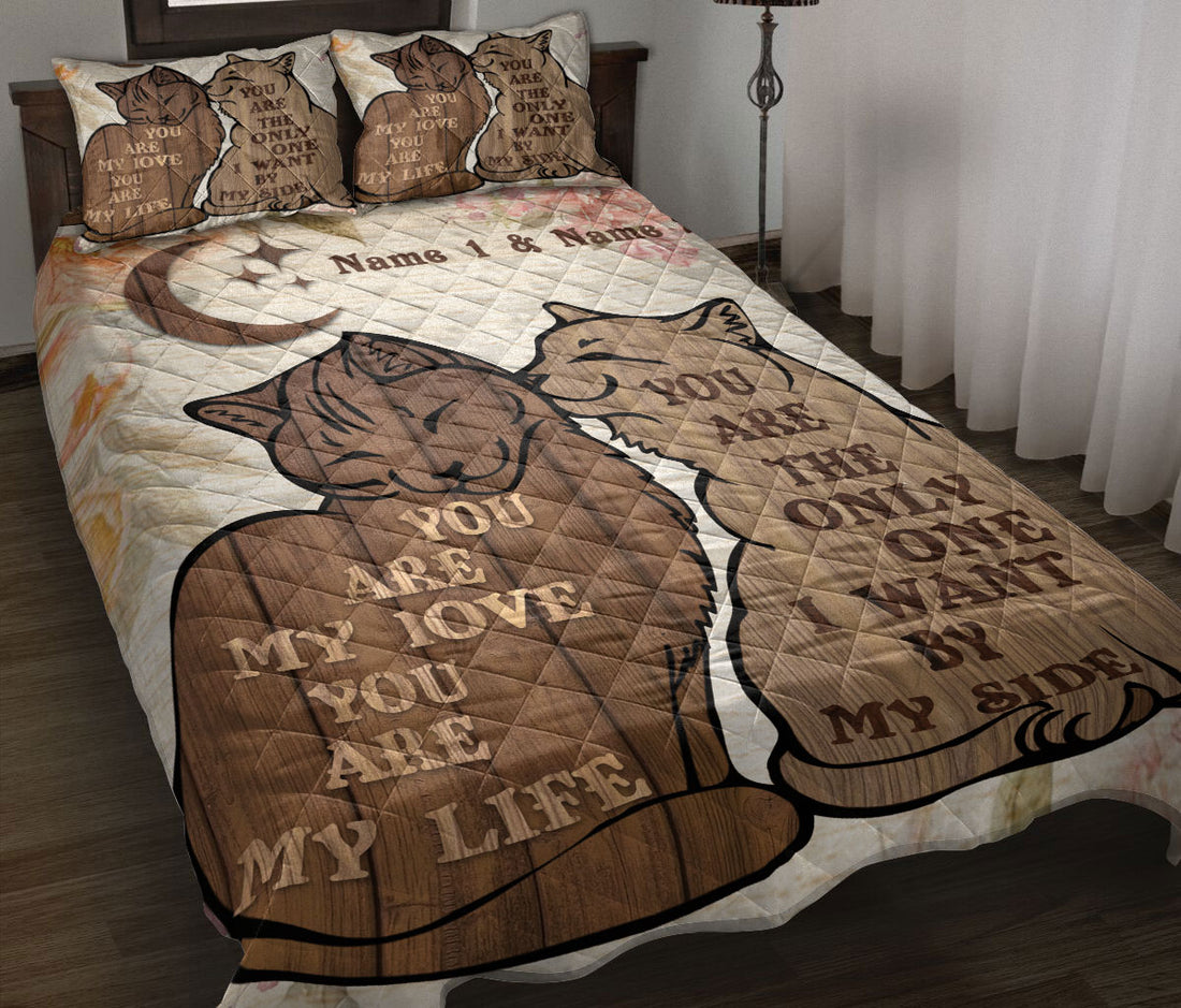 Ohaprints-Quilt-Bed-Set-Pillowcase-Cats-You-Are-My-Love-Gift-For-Couple-Husband-Wife-Custom-Personalized-Name-Blanket-Bedspread-Bedding-1327-Throw (55'' x 60'')