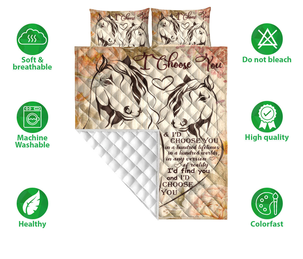 Ohaprints-Quilt-Bed-Set-Pillowcase-I-Choose-You-Horse-Gift-For-Lover-Couple-Husband-&-Wife-Animal-Lover-Blanket-Bedspread-Bedding-1980-Double (70'' x 80'')