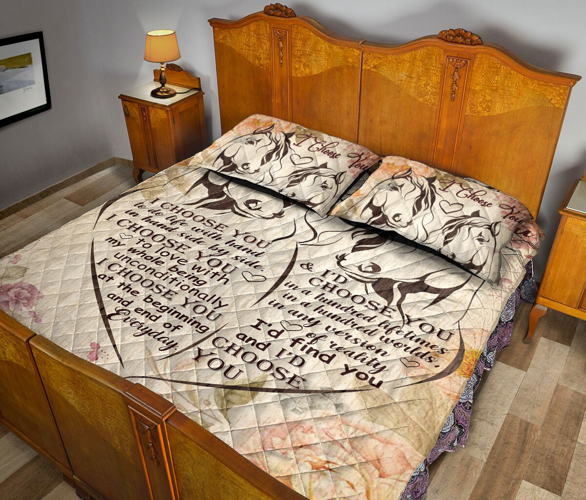 Ohaprints-Quilt-Bed-Set-Pillowcase-I-Choose-You-Horse-Gift-For-Lover-Couple-Husband-&-Wife-Animal-Lover-Blanket-Bedspread-Bedding-1980-Queen (80'' x 90'')