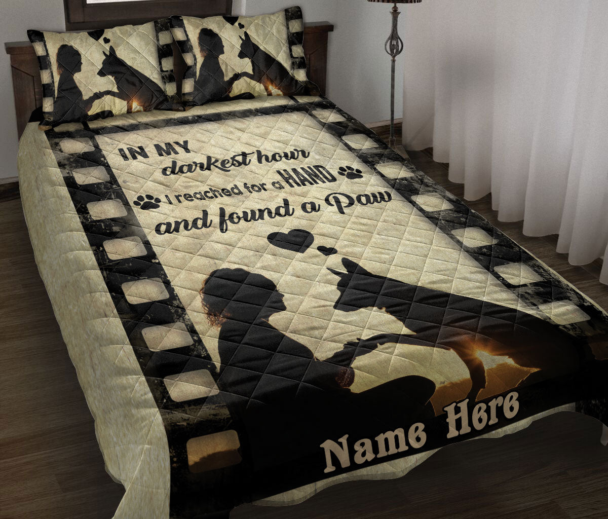 Ohaprints-Quilt-Bed-Set-Pillowcase-German-Shepherd-Dog-In-My-Darkest-Hour-I-Found-A-Paw-Custom-Personalized-Name-Blanket-Bedspread-Bedding-2572-Throw (55'' x 60'')