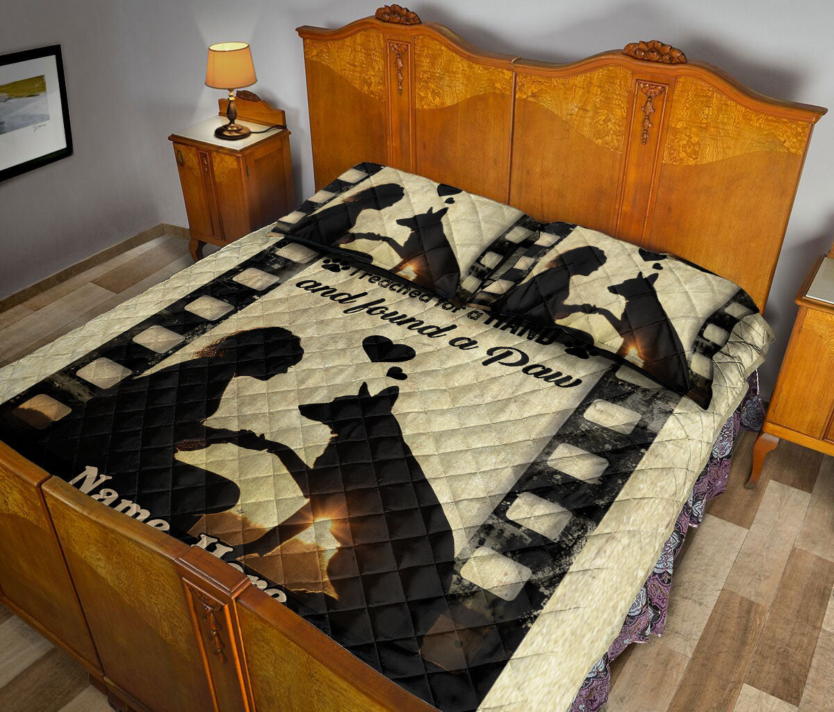 Ohaprints-Quilt-Bed-Set-Pillowcase-German-Shepherd-Dog-In-My-Darkest-Hour-I-Found-A-Paw-Custom-Personalized-Name-Blanket-Bedspread-Bedding-2572-Queen (80'' x 90'')