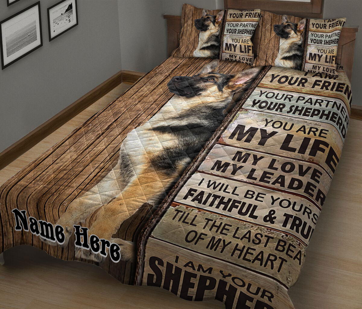 Ohaprints-Quilt-Bed-Set-Pillowcase-German-Shepherd-I-Am-Your-Friend-Gift-For-Dog-Lover-Custom-Personalized-Name-Blanket-Bedspread-Bedding-222-King (90'' x 100'')