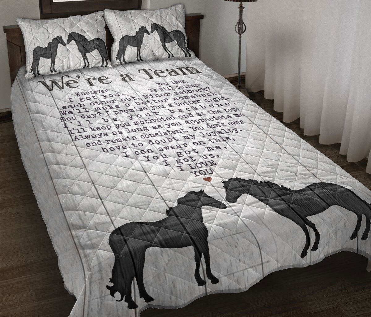 Ohaprints-Quilt-Bed-Set-Pillowcase-Horse-We'Re-A-Team-Heart-Gift-For-Couple-Husband-&-Wife-Animal-Lover-Blanket-Bedspread-Bedding-1393-Throw (55'' x 60'')