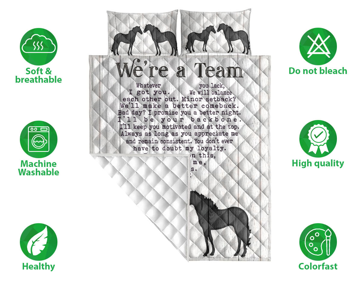 Ohaprints-Quilt-Bed-Set-Pillowcase-Horse-We'Re-A-Team-Heart-Gift-For-Couple-Husband-&-Wife-Animal-Lover-Blanket-Bedspread-Bedding-1393-Double (70'' x 80'')