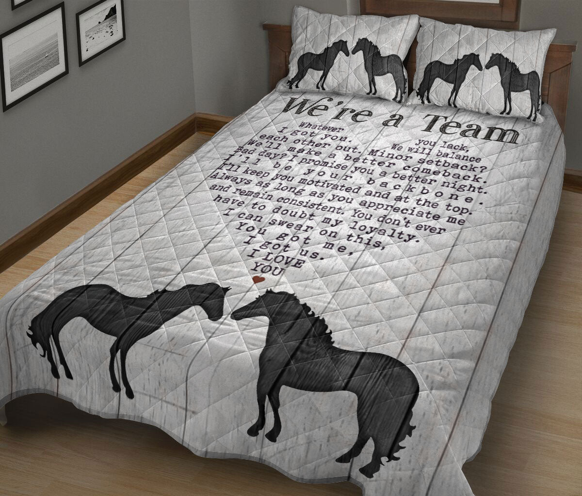 Ohaprints-Quilt-Bed-Set-Pillowcase-Horse-We'Re-A-Team-Heart-Gift-For-Couple-Husband-&-Wife-Animal-Lover-Blanket-Bedspread-Bedding-1393-King (90'' x 100'')