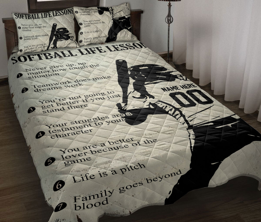 Ohaprints-Quilt-Bed-Set-Pillowcase-Softball-Life-Lesson-Gift-For-Sports-Lover-Custom-Personalized-Name-Number-Blanket-Bedspread-Bedding-814-Throw (55'' x 60'')