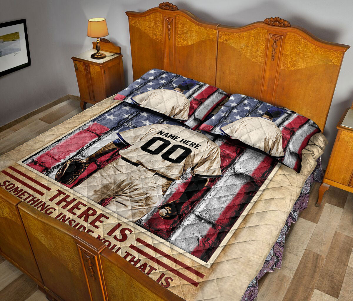 Ohaprints-Quilt-Bed-Set-Pillowcase-Baseball-Believe-In-Yourself-American-Flag-Custom-Personalized-Name-Number-Blanket-Bedspread-Bedding-1915-Queen (80'' x 90'')