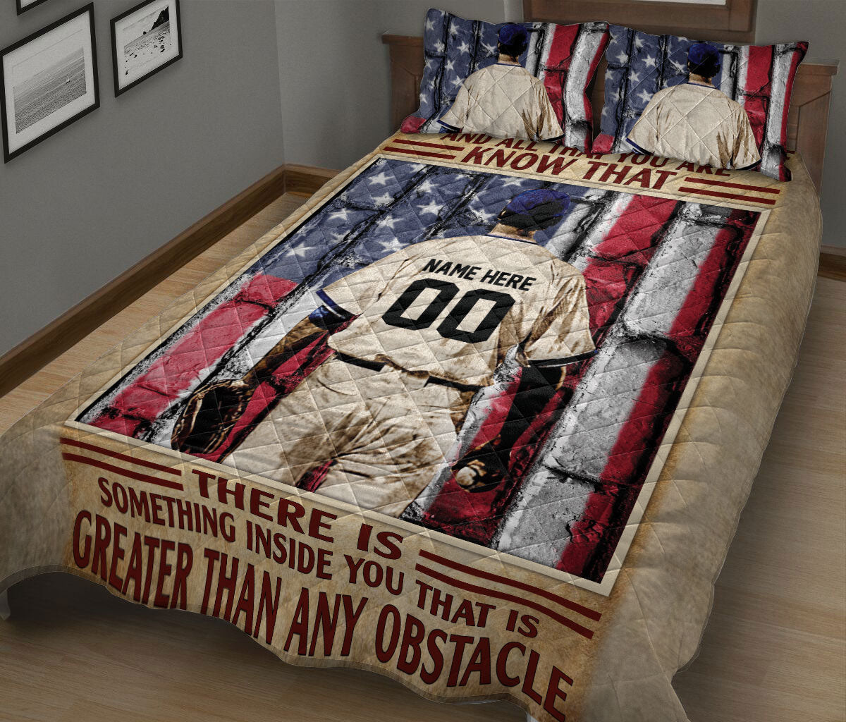 Ohaprints-Quilt-Bed-Set-Pillowcase-Baseball-Believe-In-Yourself-American-Flag-Custom-Personalized-Name-Number-Blanket-Bedspread-Bedding-1915-King (90'' x 100'')