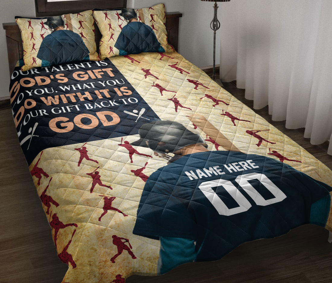 Ohaprints-Quilt-Bed-Set-Pillowcase-Baseball-Your-Talent-Is-God'S-Gift-To-You-Custom-Personalized-Name-Number-Blanket-Bedspread-Bedding-1982-Throw (55'' x 60'')