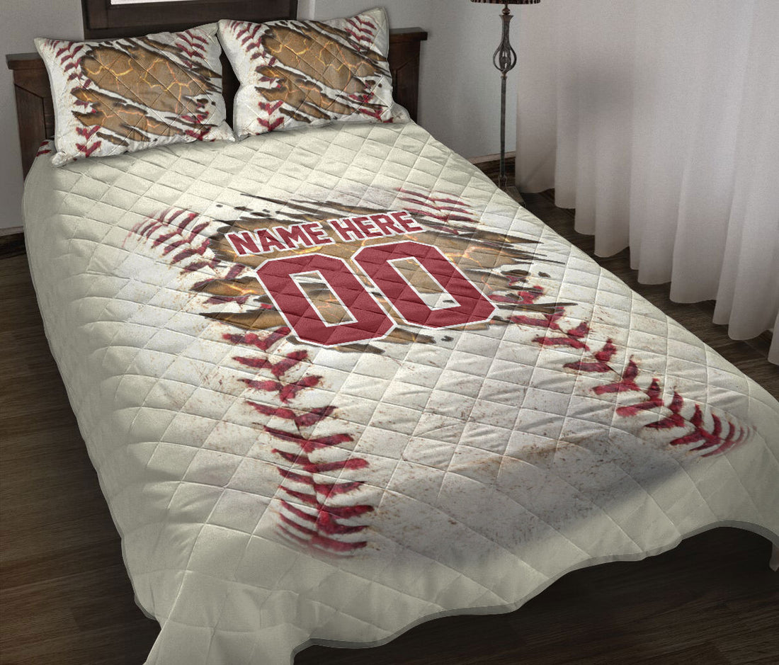 Ohaprints-Quilt-Bed-Set-Pillowcase-Baseball-Vintage-Ball-Pattern-For-Sports-Lover-Custom-Personalized-Name-Number-Blanket-Bedspread-Bedding-3033-Throw (55'' x 60'')