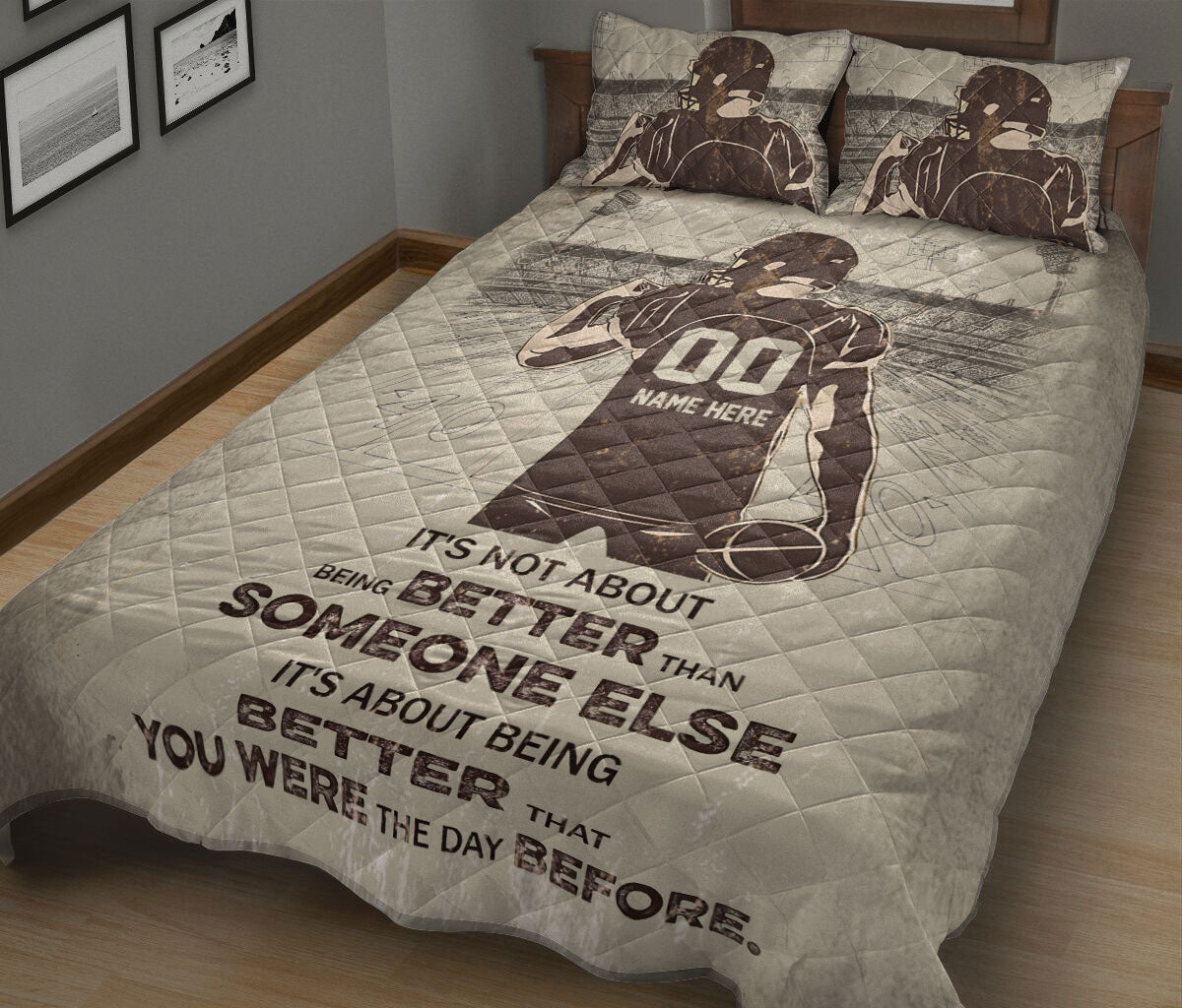Ohaprints-Quilt-Bed-Set-Pillowcase-Try-To-Score-A-Touchdown-American-Football-Custom-Personalized-Name-Number-Blanket-Bedspread-Bedding-225-King (90'' x 100'')