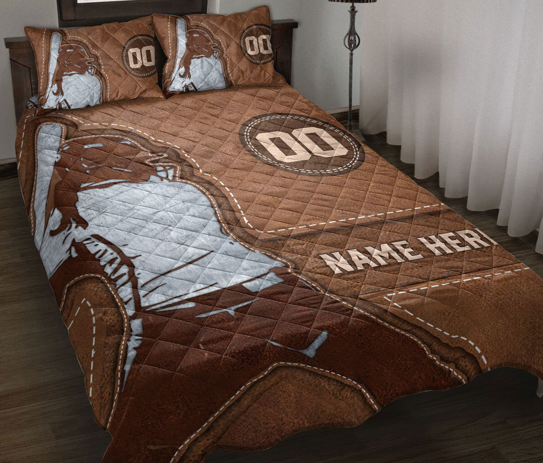 Ohaprints-Quilt-Bed-Set-Pillowcase-Softball-Pitcher-Player-Brown-Pattern-Custom-Personalized-Name-Number-Blanket-Bedspread-Bedding-816-Throw (55'' x 60'')
