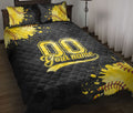 Ohaprints-Quilt-Bed-Set-Pillowcase-Softball-Watercolor-Yellow-Ball-Black-Custom-Personalized-Name-Number-Blanket-Bedspread-Bedding-817-Throw (55'' x 60'')