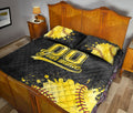 Ohaprints-Quilt-Bed-Set-Pillowcase-Softball-Watercolor-Yellow-Ball-Black-Custom-Personalized-Name-Number-Blanket-Bedspread-Bedding-817-Queen (80'' x 90'')